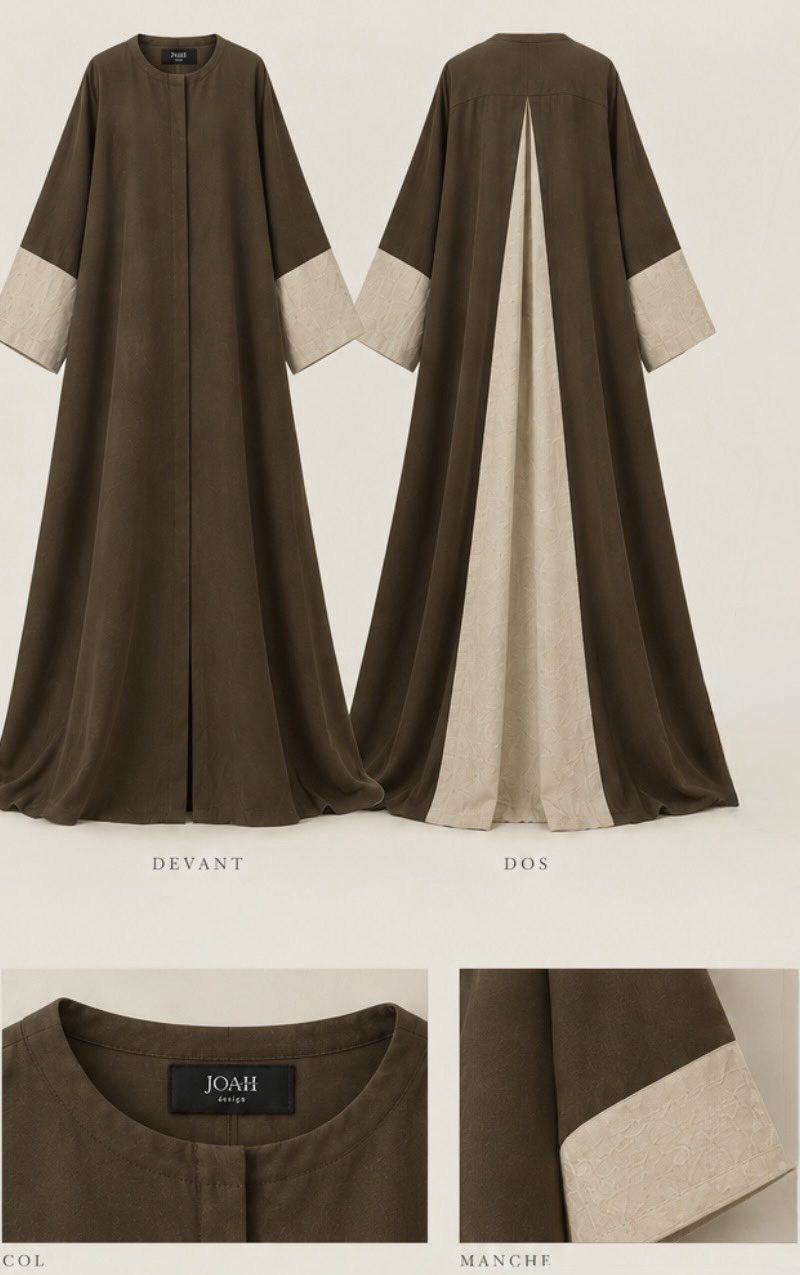 Alternative view of Abaya AYNAA olive Brown